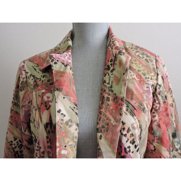 Chicos Jacket Button Down Blazer Artistic Pink Chico’s Size 0 Womens 4 Small - Picture 3 of 11